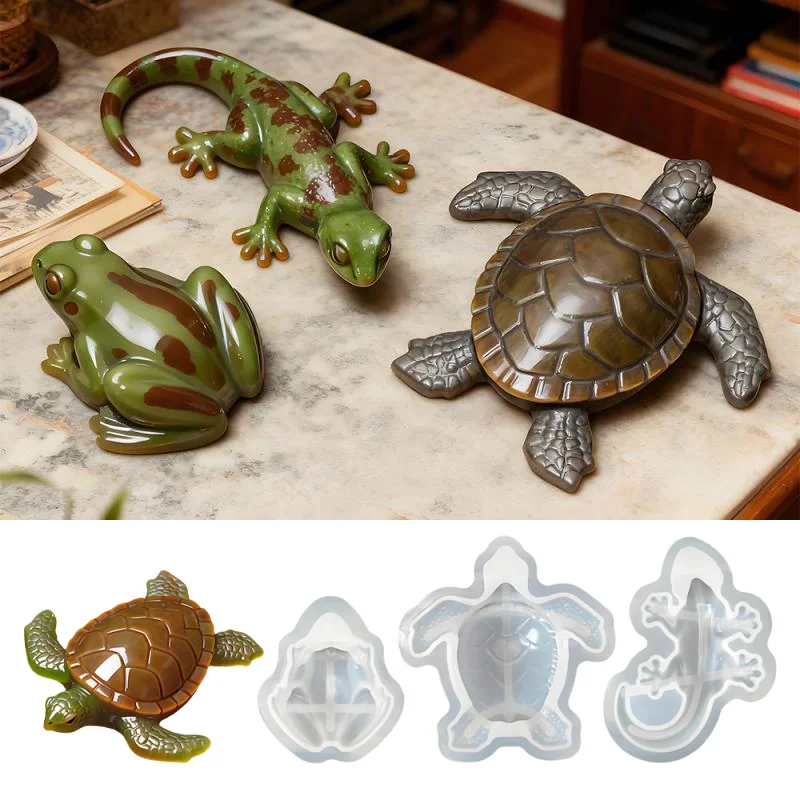 Resin Ocean Wave Mold - แม่พิมพ์เทียนซิลิโคนรูปสัตว์ 3 มิติ รูปเต่า กิ้งก่า กบ