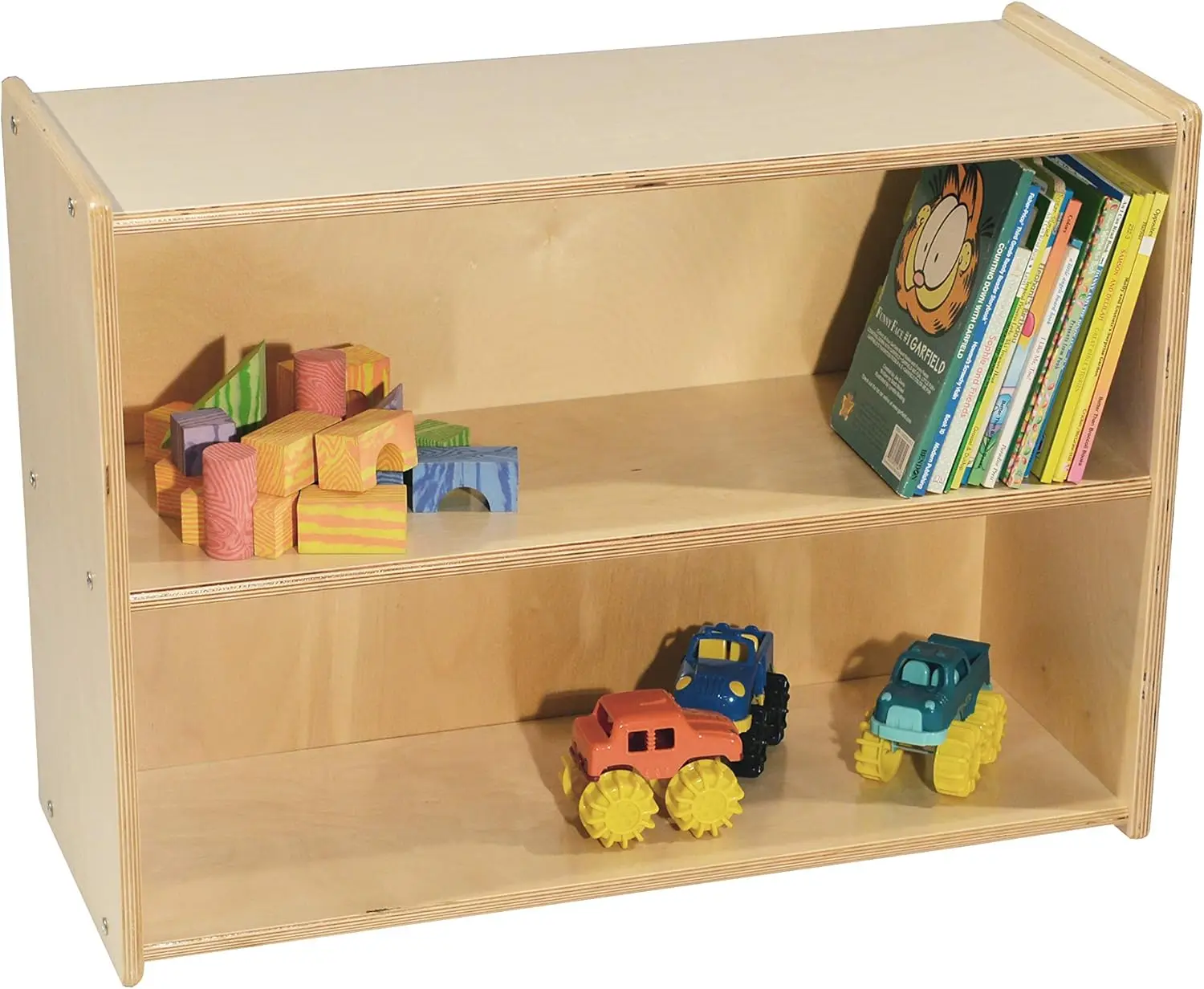 Daycare Shelves for Kids, Bookcase with 2 Shelves for Storage, Wood Furniture for Toddlers, Children, Classroom, 30-inch Width