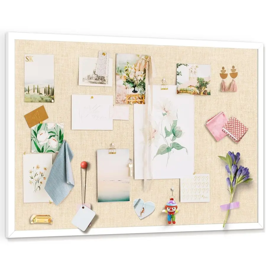 

36x24 Inch Linen Cork Bulletin Board with Frame, Decorative Pin Board for Office Home and School Wall Decor