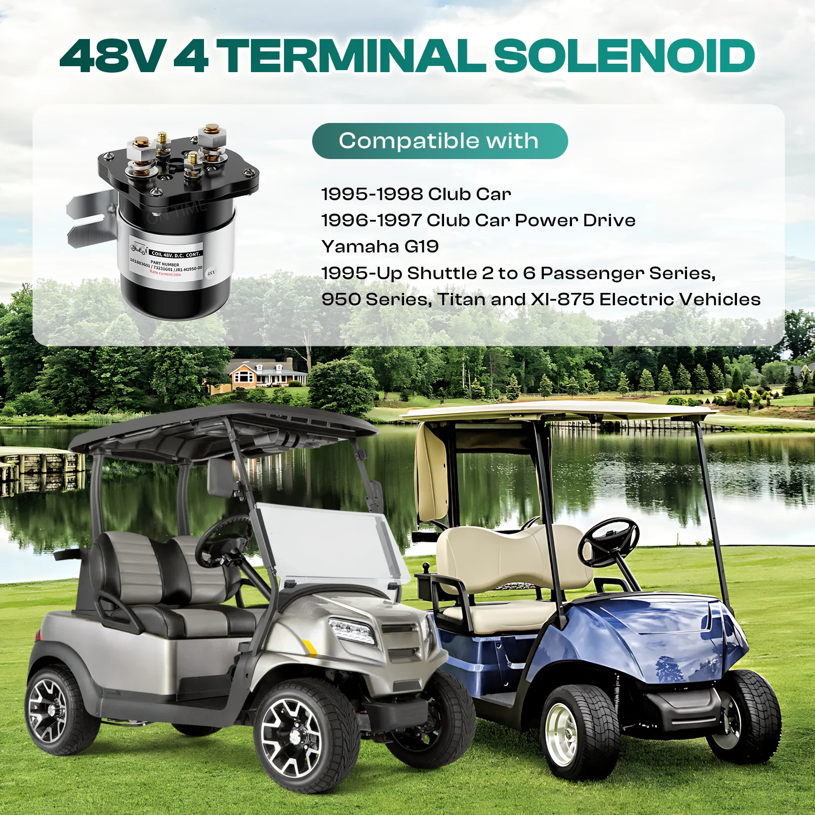 Heavy Duty 48 Volt 4 Terminal Solenoid for Golf Cart Club CAR 101883601 EZGO 73231-G01 YAMAHA JR1-H1950-00