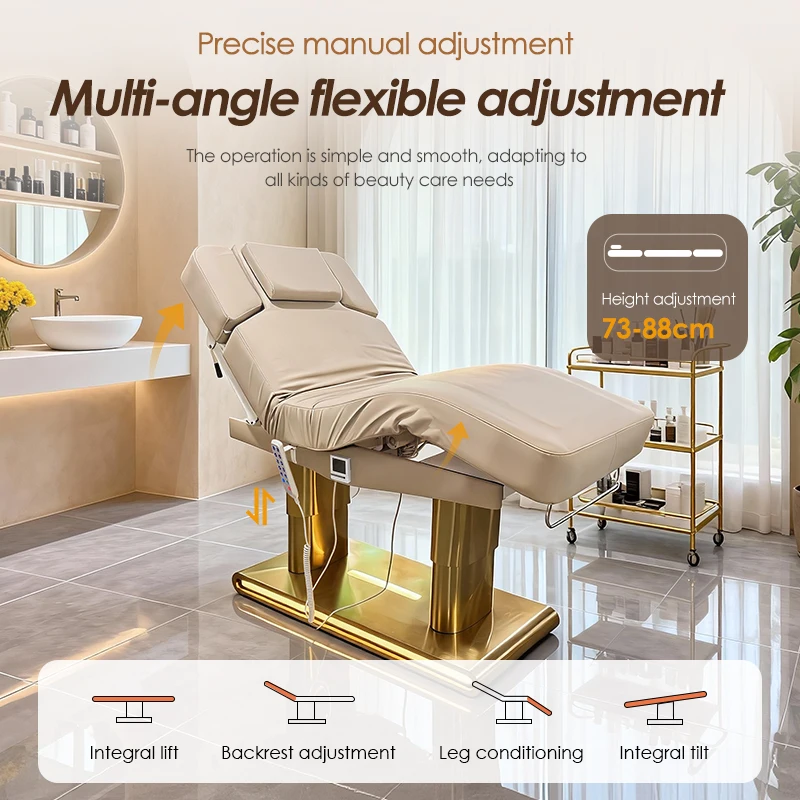 4 Motors Golden Base Electric Massage Bed Full Body Heating Design Luxury Spa Beauty Bed