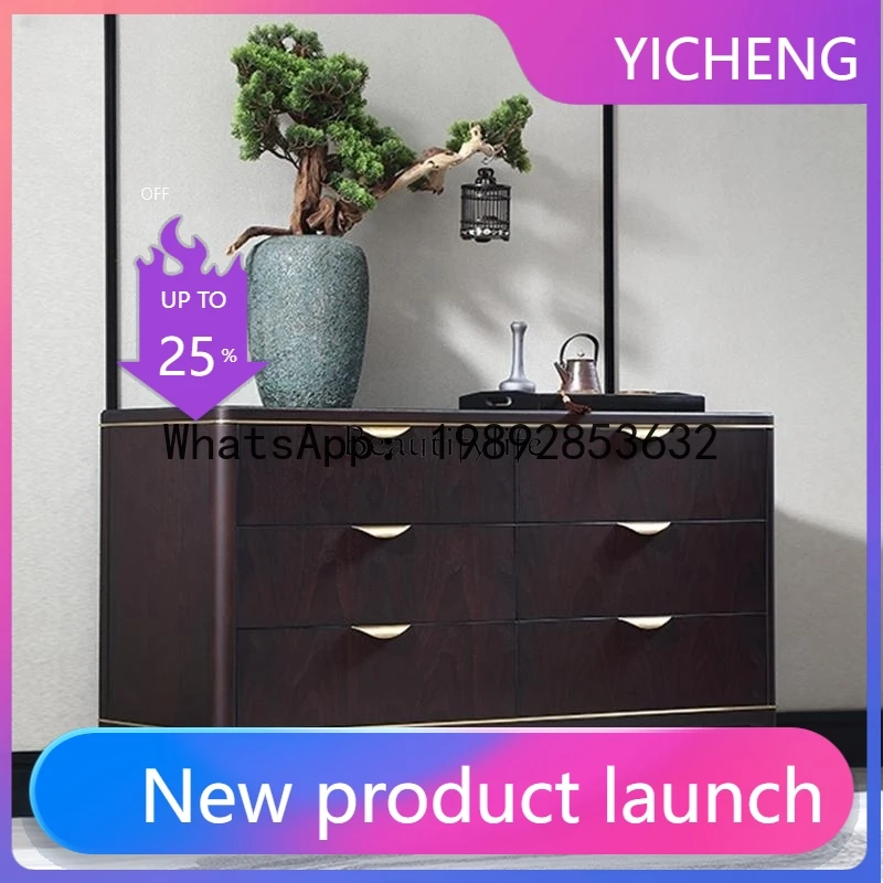 

QQ Medieval retro solid wood dining side cabinet simple living room against the wall light luxury storage Italian minimalist