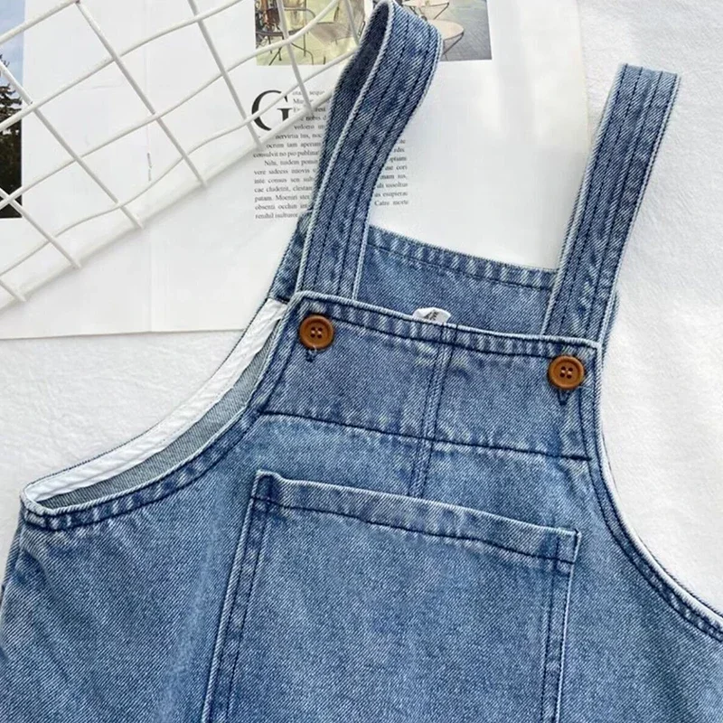 Summer Baby Trousers Solid Boys Denim Overall Kids Casual Pants Infant Girls Jeans Toddler Kids Pants Solid Jumpsuits 1-5 Years