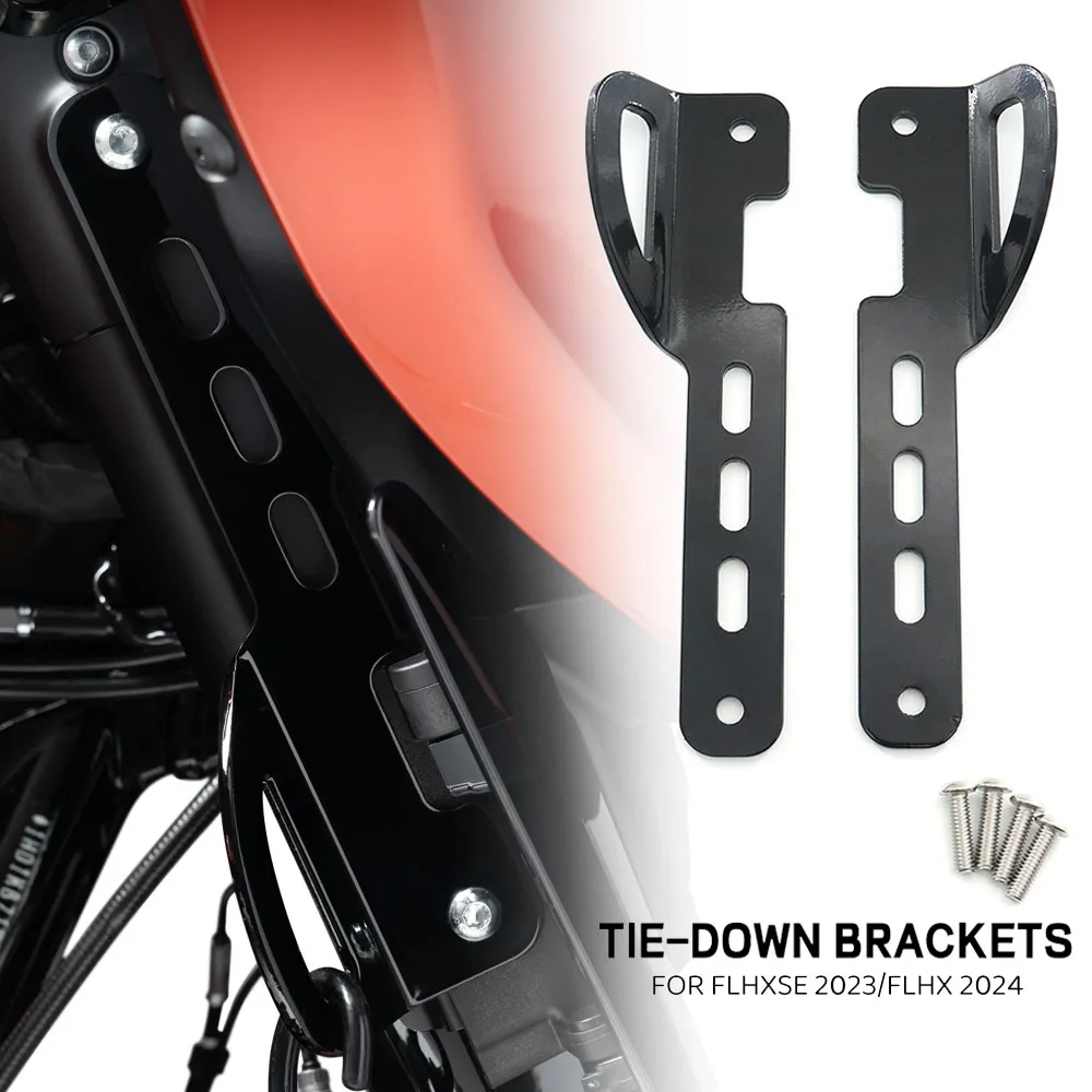 Motorcycle Accessories Chrome Front Binding Tie-Down Brackets Black For Harley CVO121 117 Street Glide 2023 2024 FLHXSE Models