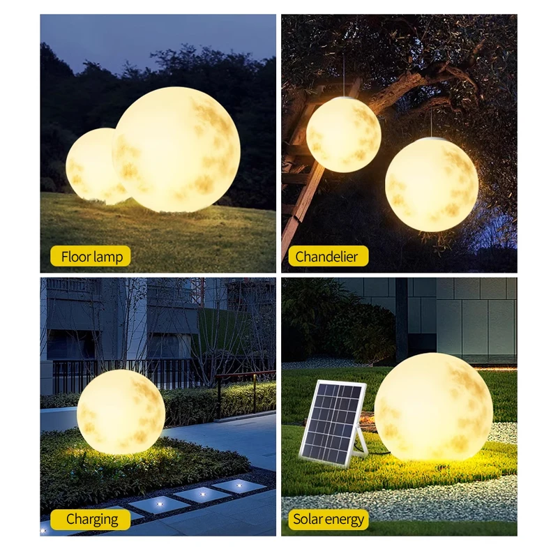 Moon lamp outdoor solar lawn lamp courtyard moon lamp balcony landscaping pendant lamp waterproof garden layout floor lamp