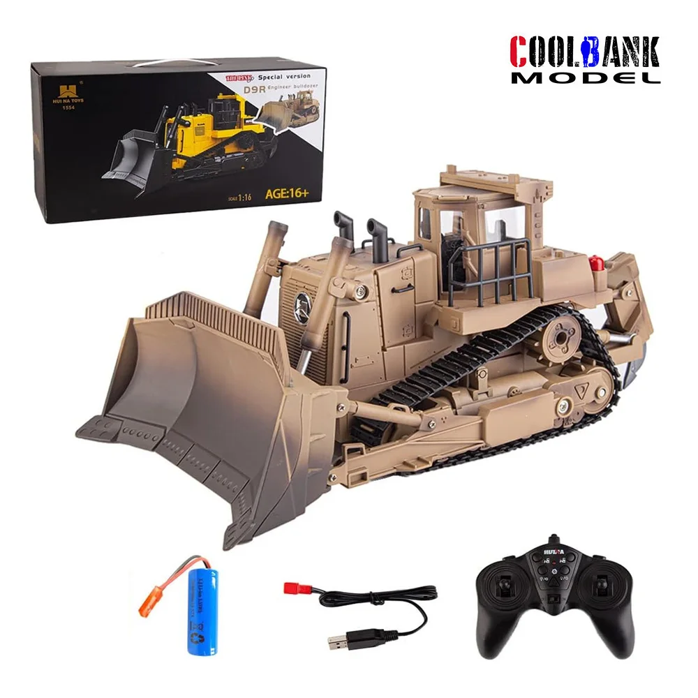 D9R Armoured Bulldozer 9 CH 2.4GHz RC Engineering Vehicle with Lights and Sound Simulation RC Construction Military Vehicle Toys