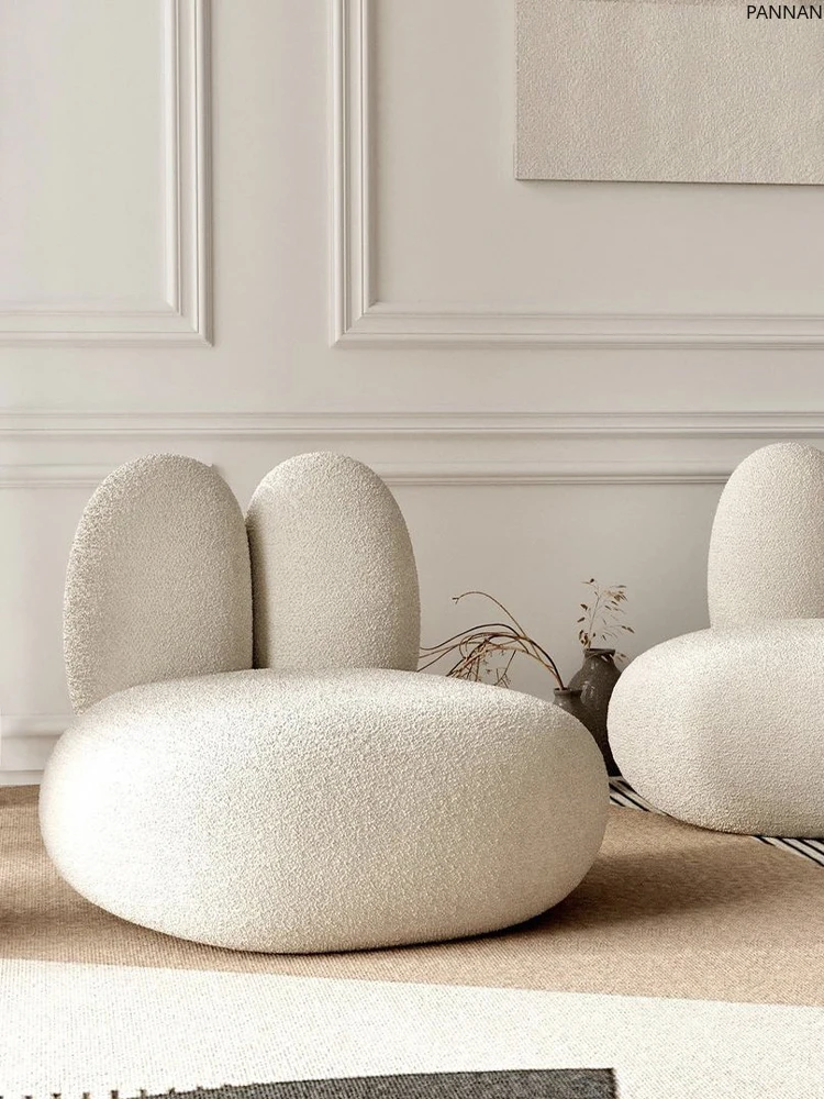 

Retro Cream Wind Small Sofa ins Cute Rabbit Children's Sofa Chair Nordic Simple Lamb Fleece Single Sofa