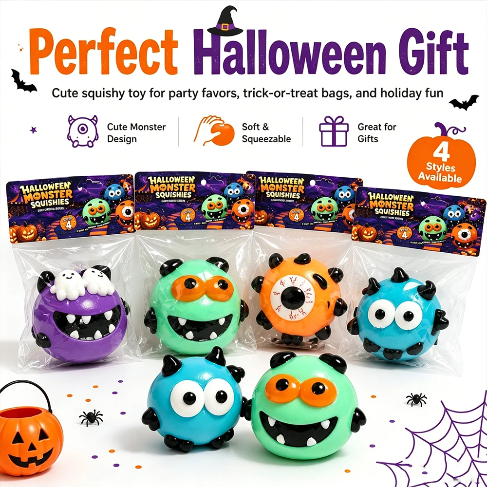 New Monster Face Swap Squishy Squeeze Toys Stress Relief Anxiety Relief Fidget DIY Toy Halloween Party Gift for Friends
