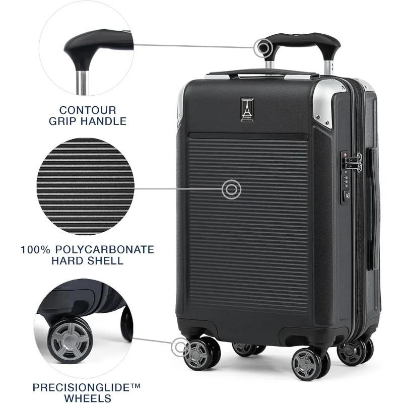 Platinum Elite Hardside Expandable Carry on Luggage, 8 Wheel Spinner, TSA Lock, Hard Shell Polycarbonate Suitcase