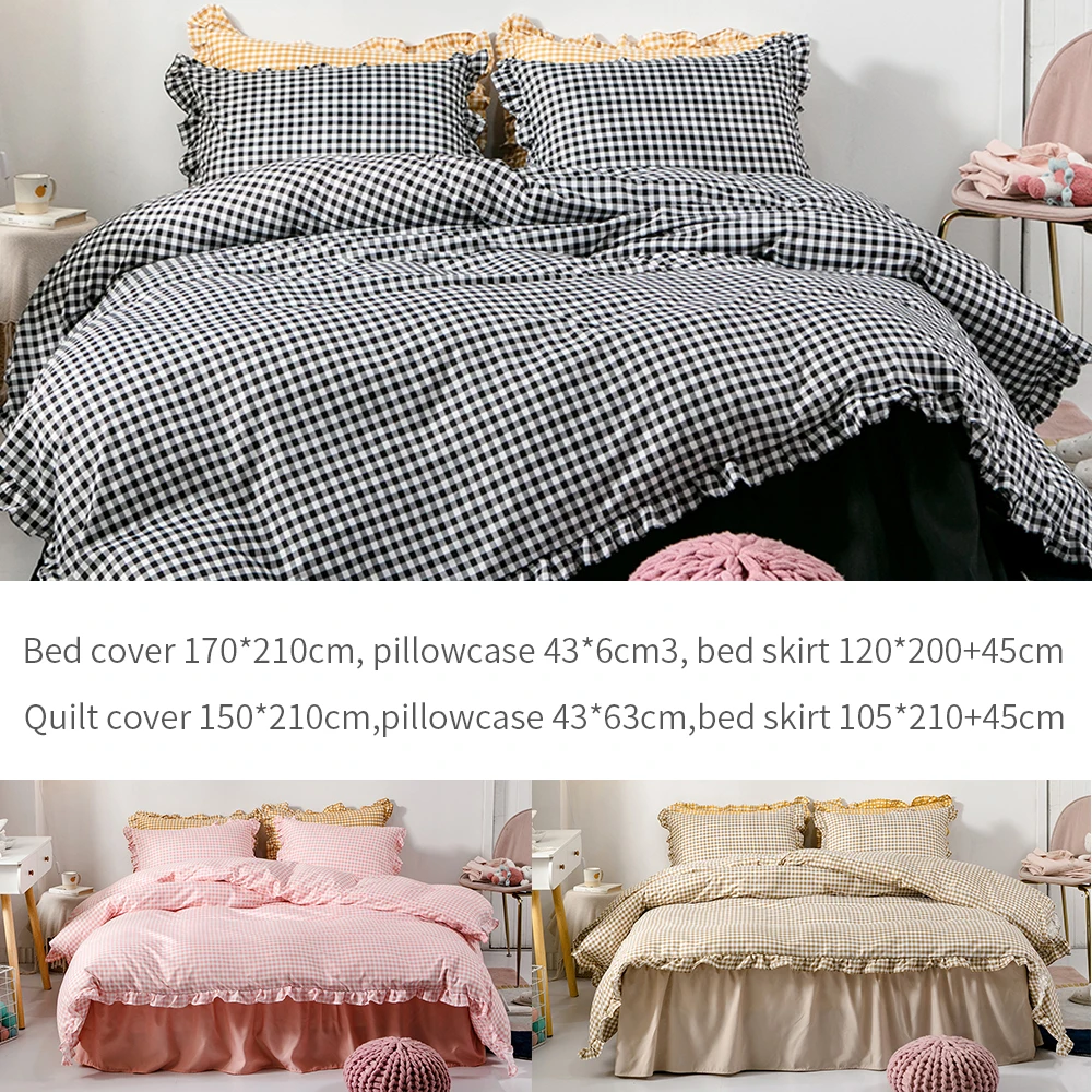 

Ruffle Edge Polyester Comforter Quilt Cover Pillowcase Ruffled Edge Modern Single Double Bedding Set