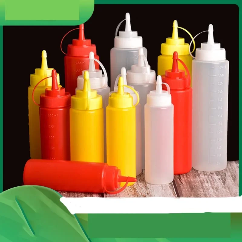 Large Squeeze Condiment Bottles with Nozzles Ketchup BBQ Sauces Olive Oil Bottle Dispenser Squeeze Sauce Bottle Kitchen Gadget