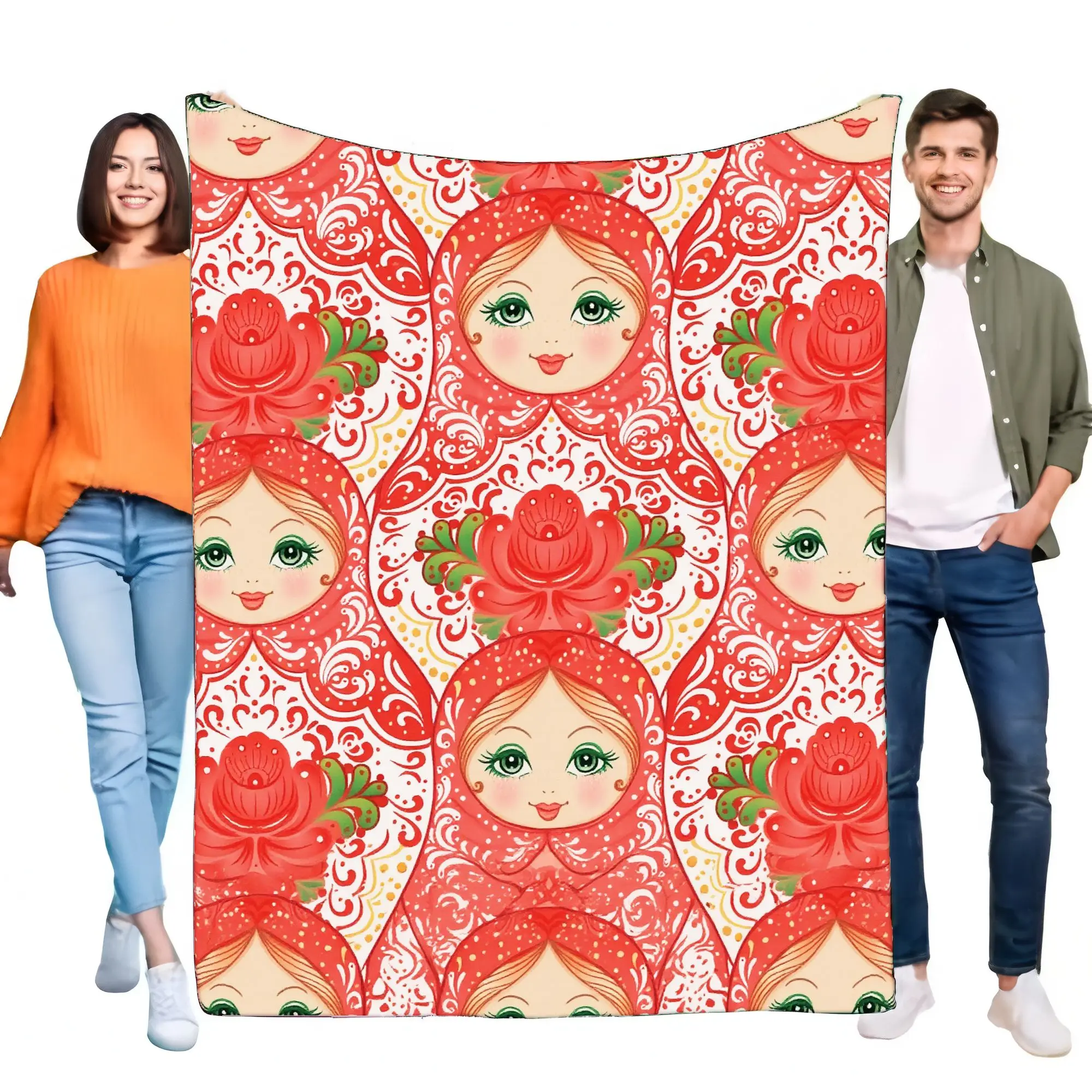 Manta colorida de muñecas Matryoshka rusa, tela suave, diseño Floral, acogedora, ligera, perfecta para cama, sofá, decoración del hogar, regalo