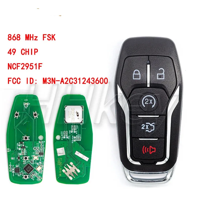 

HHKEY 2013 - 2016 Fusion FSK868 MHz Keyless-Go Smart Key / NCF2951F / 49 CHIP FCC ID: M3N-A2C31243600