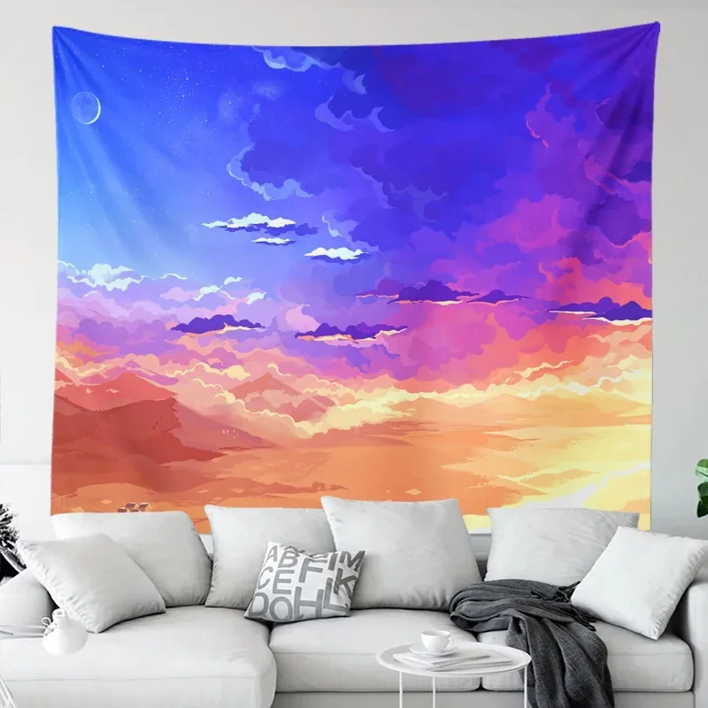 

Colourful Cloud Sky Tapestry Cartoon Illustration Decorative Super Beautiful Dust Cloth Bedroom Decoration