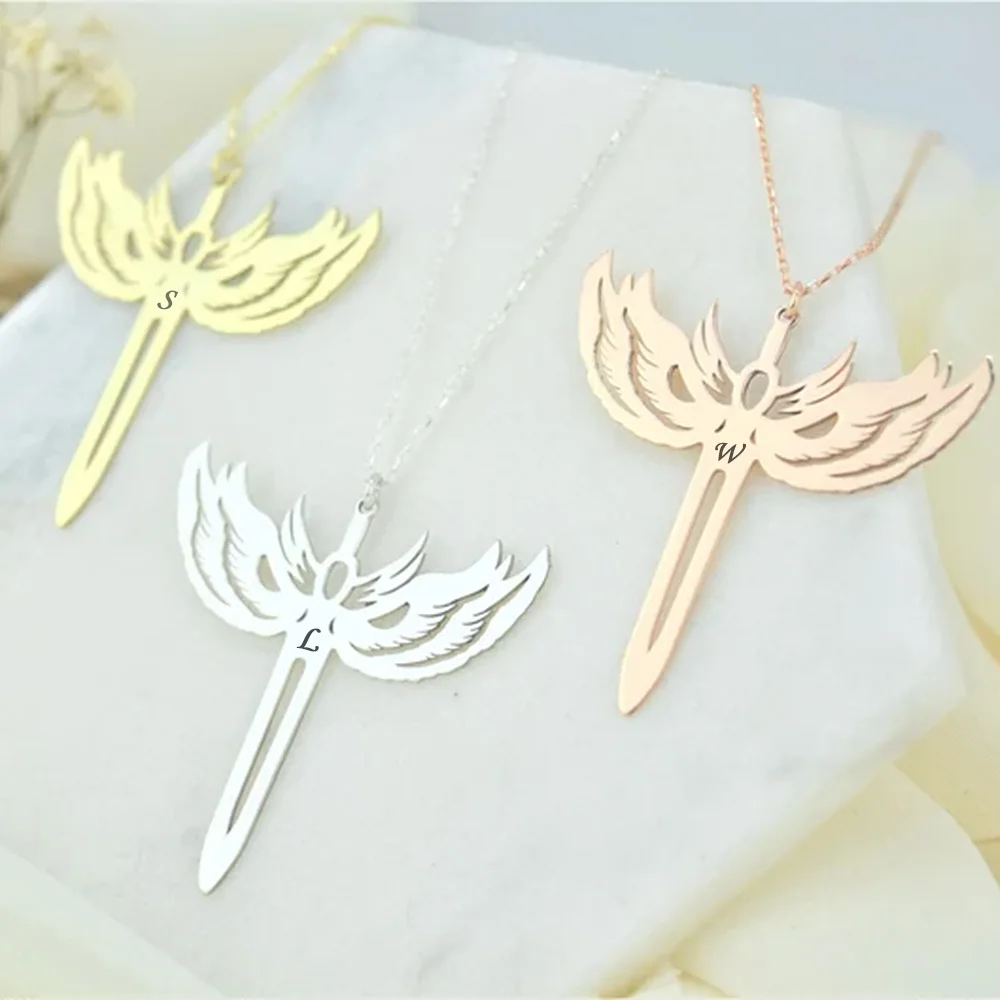 Angel Sword Pendant Pagan Gothic Medieval Necklaces Stainless Steel Sword Necklace Jewelry Gift Wholesale Direct Sales 2023 New