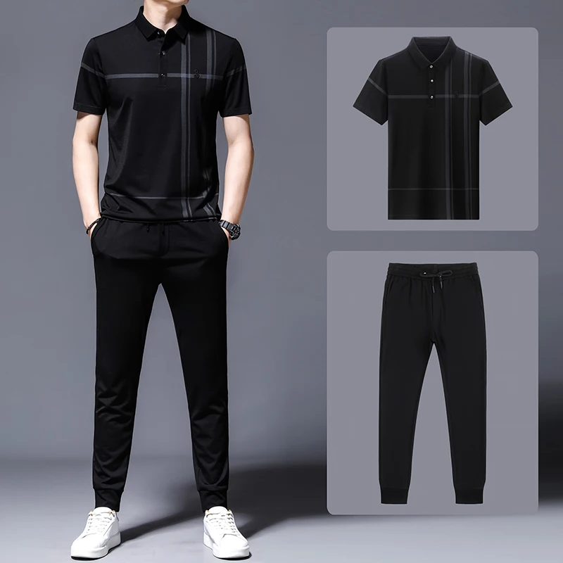 2022 Cotton Men's Sets (T-shirts+Pants) Luxury Shorts Sleeve Casual Summer Male Sets Fashion Slim Fit Sport Man Suits 3XL