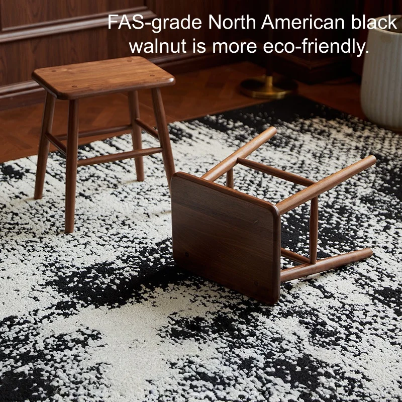 Modern Contemporary Wood Vanity Stool with Square Seat and Tapered Legs Durable & Eco-Friendly for Home & Office Use