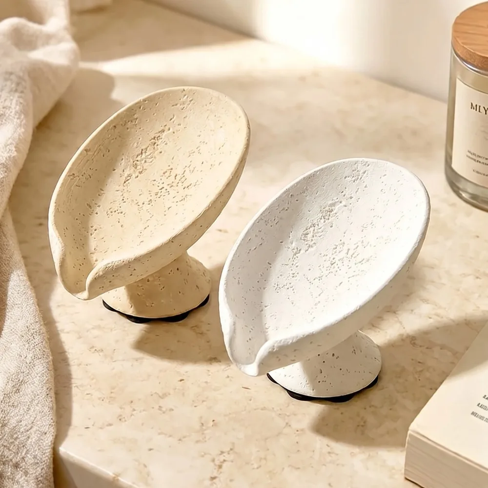 Luxury Travertine Lotus Leaf Draining Soap Dish Minimalist Soap Box Soap Holder Storage Rack For Bathroom Hotel Use