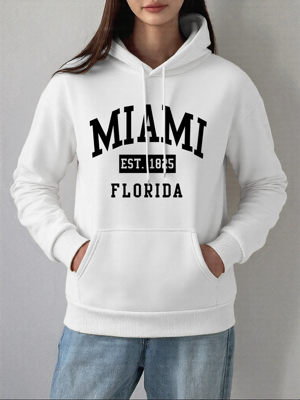 

2025 Miami Est 1825, толстовка с принтом Florida, женская осенне-зимняя флисовая теплая пуловер, повседневные толстовки, женская одежда