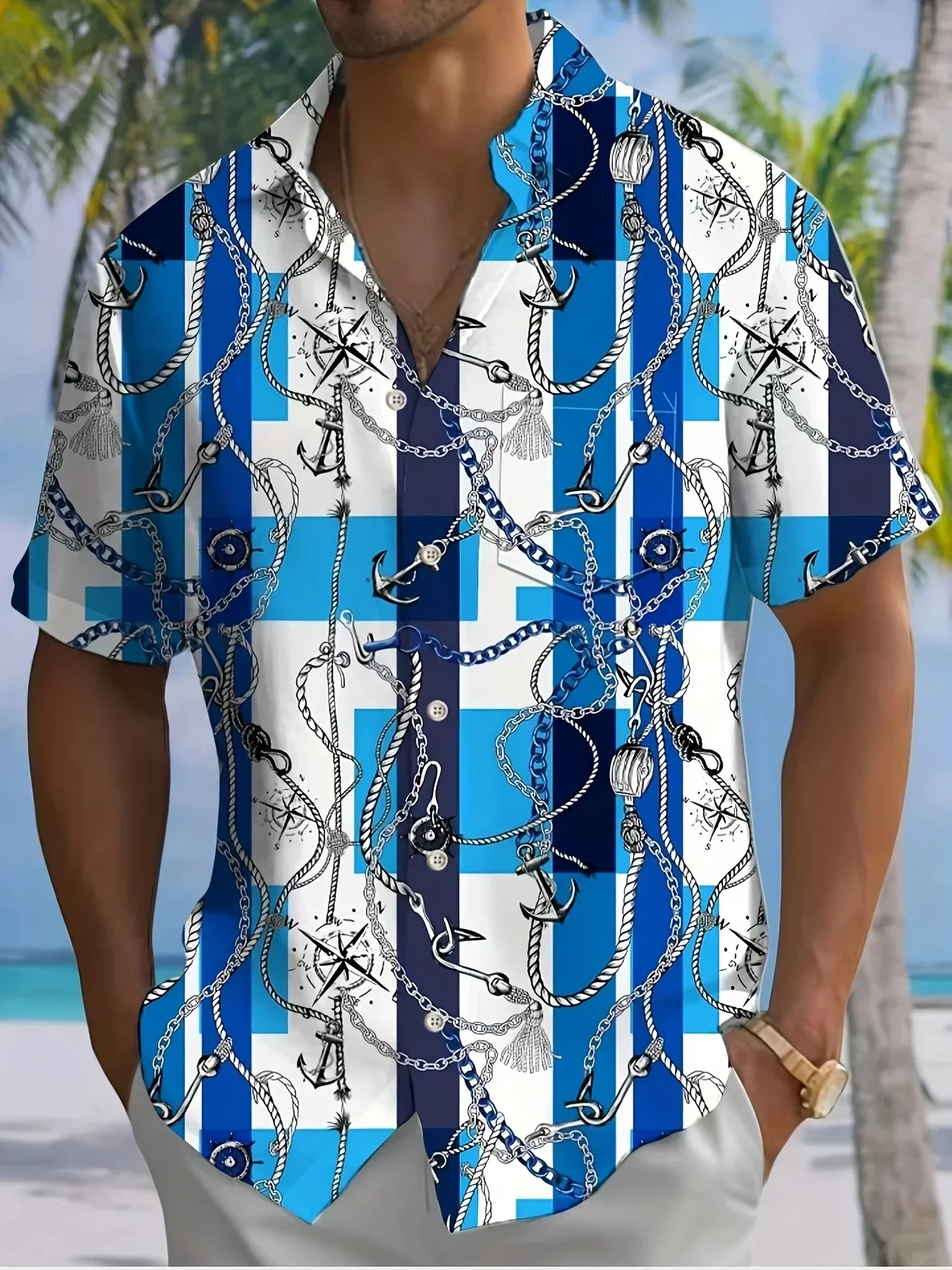 

Men's Vacation Hawaiian Shirt Trendy Beach Graphic Print Tshirt Lapel Design Relaxed Fit Breathable Soft Summer Shirt
