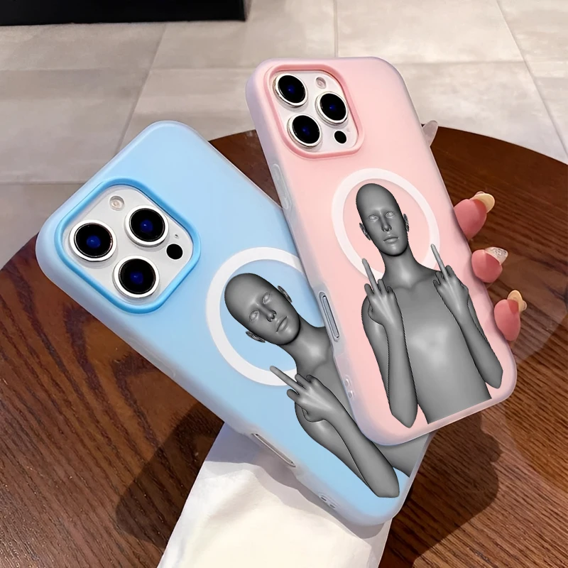 

Магнит модный тренд 3D эскиз изображений персонажей узор чехол для телефона для IPhone 16 15 14 13 12 11PROMAX чехол минималистичный чехол