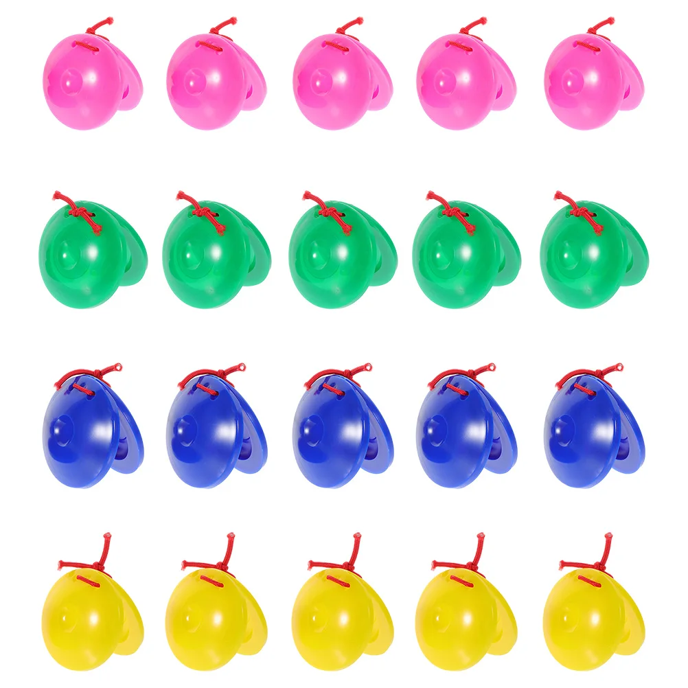 20 Uds castañuelas de plástico juguetes para niños instrumentos de percusión amarillo azul verde rosa colores música aula jardín de infantes uso seguro PP