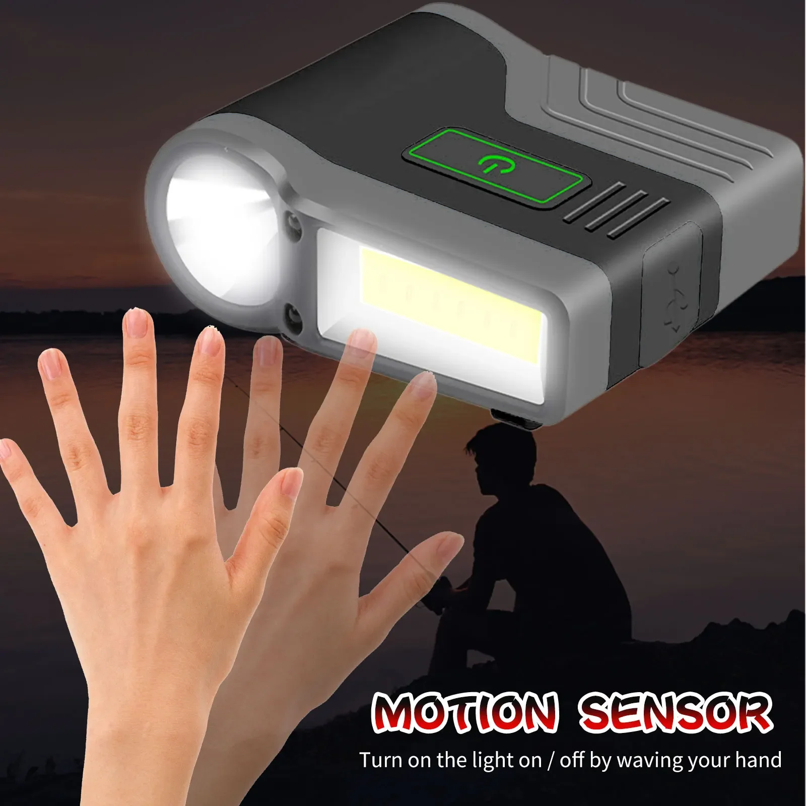 LED Induction Sensor Headlamp Outdoor Night Fishing Headlight Portable Lantern Head Torch Lamp Waterproof Work Light Flashlight