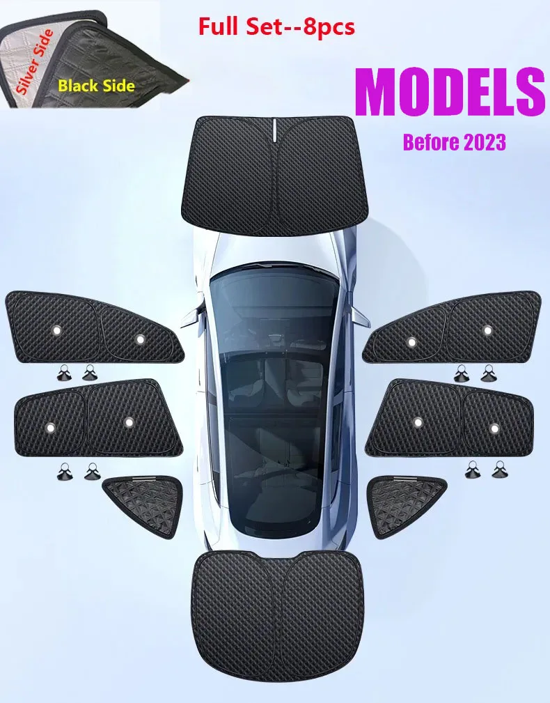 für Tesla Modell 3 Y S X 2025-2020 2026, Upgrade, Sichtschutz, Seitenfenster, Sonnenschutz, vorne und hinten, Windschutzscheibe, Blindschattierung, Outdoor, Camping