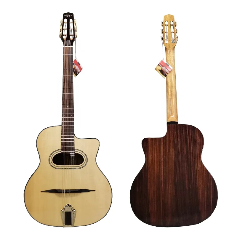 Handcrafted Vintage D Hole Gypsy Jazz Steel String Acoustic Guitar Excellent Tone Musical Instrument