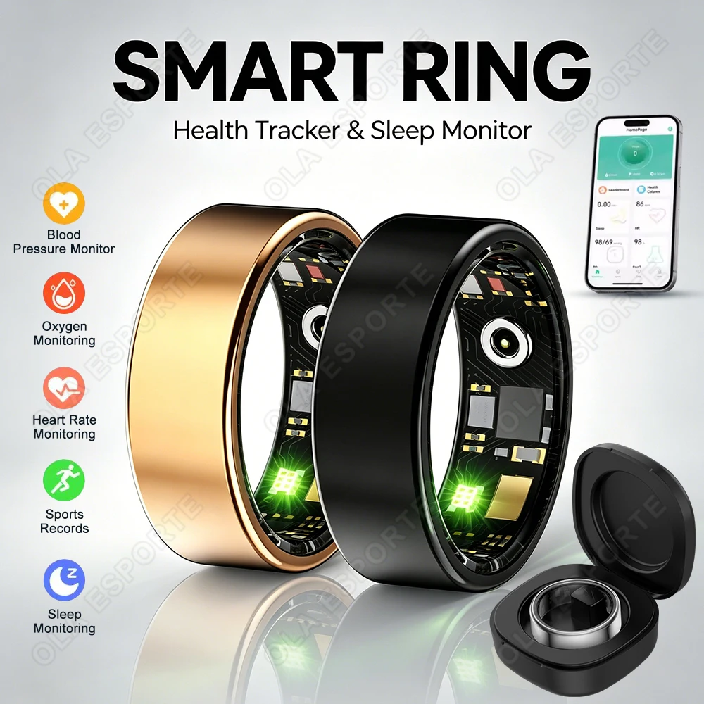 Titanium Alloy Smart Ring, Health Tracker with Blood Pressure/Oxygen/Heart Rate Monitor, Sleep & Sports Tracking, IP68 Waterproo