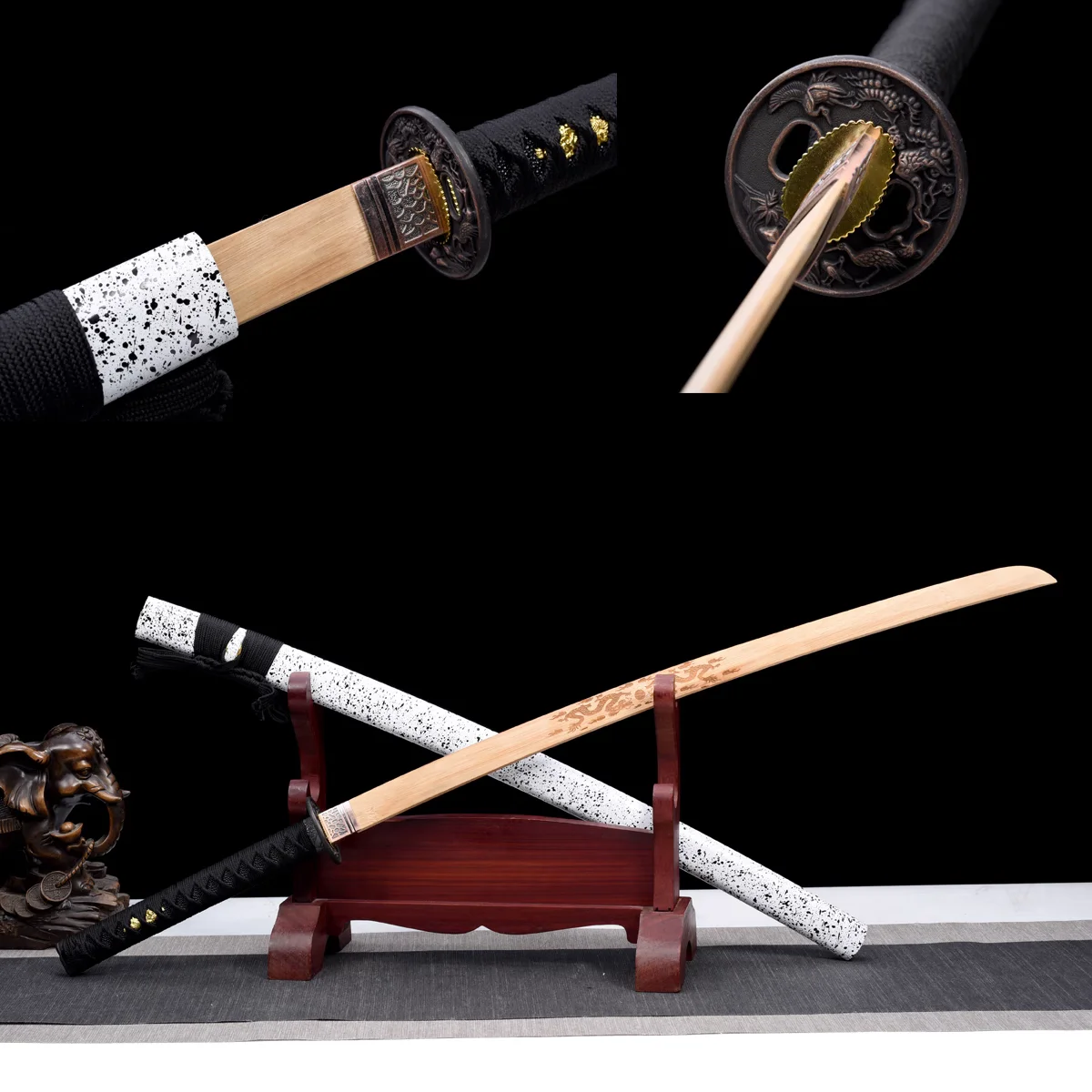 

Exquisite Japanese Samurai Katana Juhe Sword Quality Log Bamboo Blade Fit Exercise Training Cosplay Weapon Props Unsharp