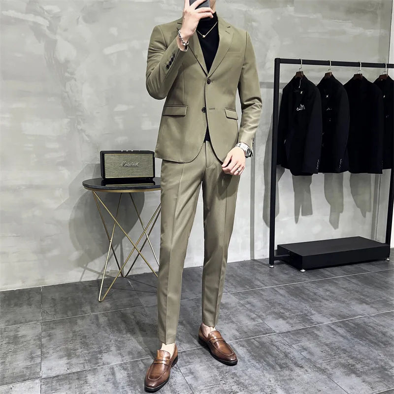 Traje informal X039 para hombre, chaqueta ajustada, elegante y guapo, traje de boda para novio