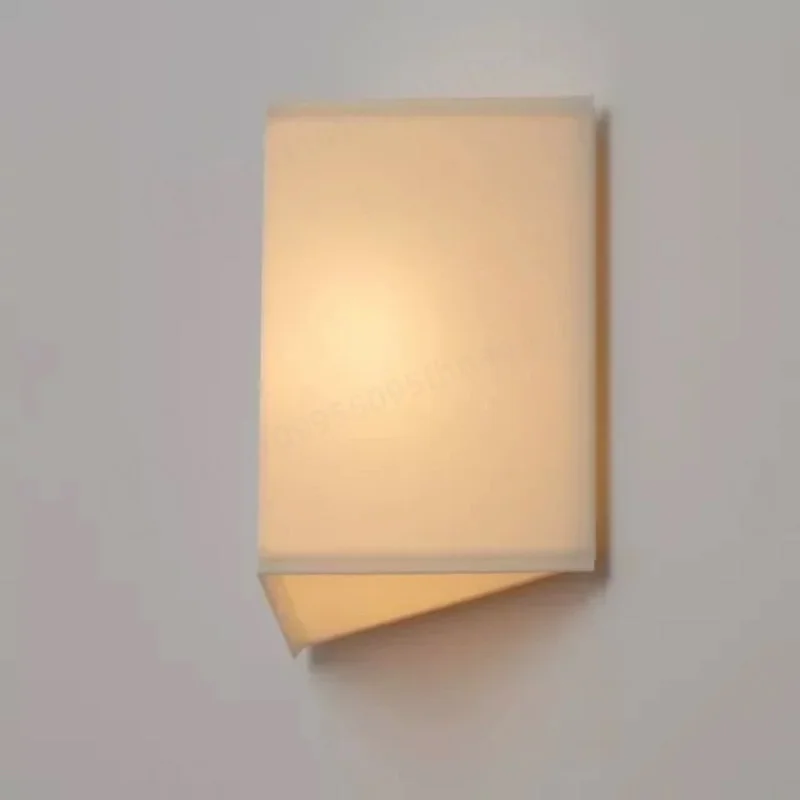Retro Wabi Sabi Style Bedroom Wall Lamps Triangular Fabric Lamp Chinese Designer Bedroom Bedside Living Room Corridor Wall Light