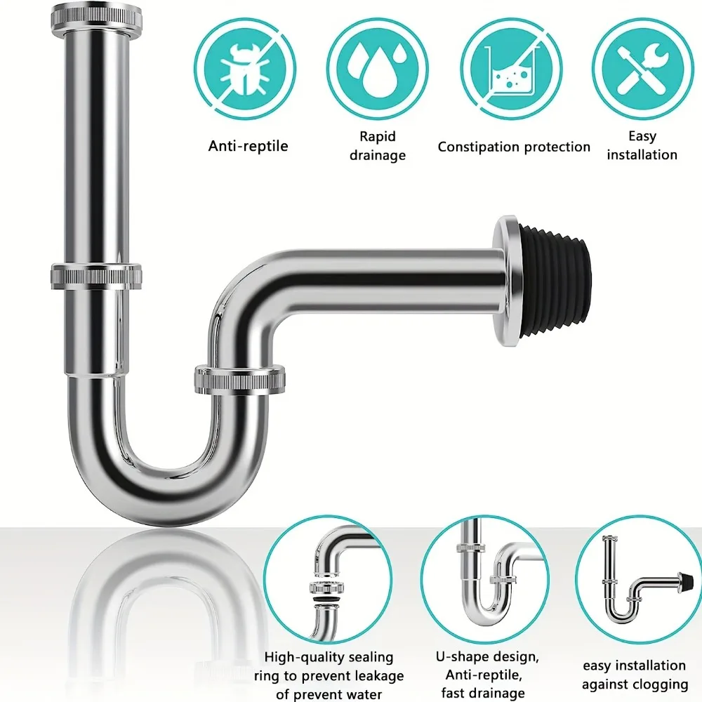 Upgrade Your Bathroom with a Universal Stainless Steel Siphon Odor Remover Drain Kit Fittings Syphon bathroom sink 1/4'' x 32 mm