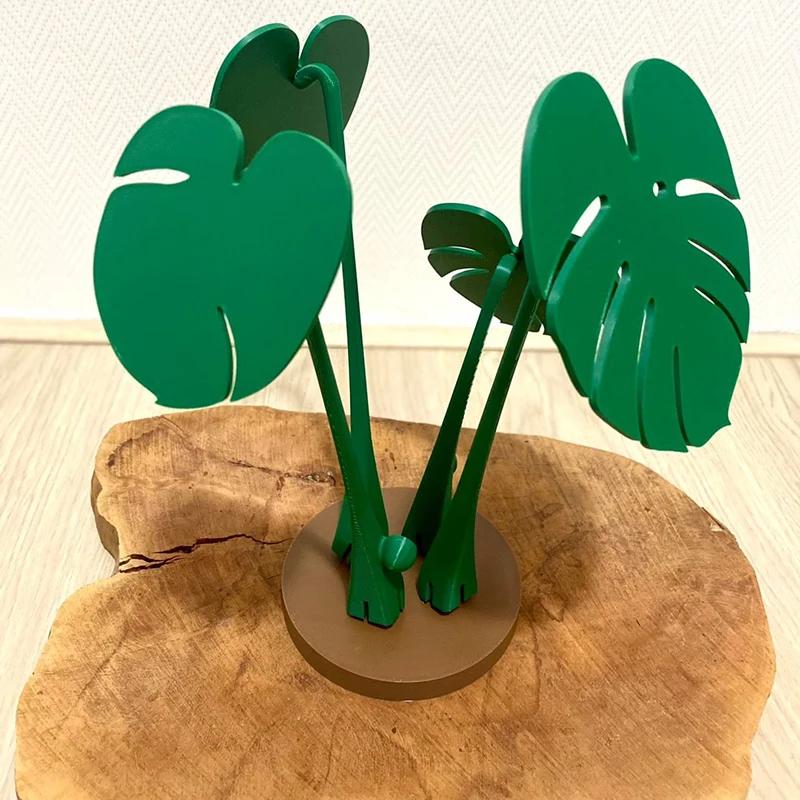 Monstera Coaster Plant Ornament Artificial Plant Built In Coaster Leaves Fake Heat Resistant Tropical Leaves Plant Coasters