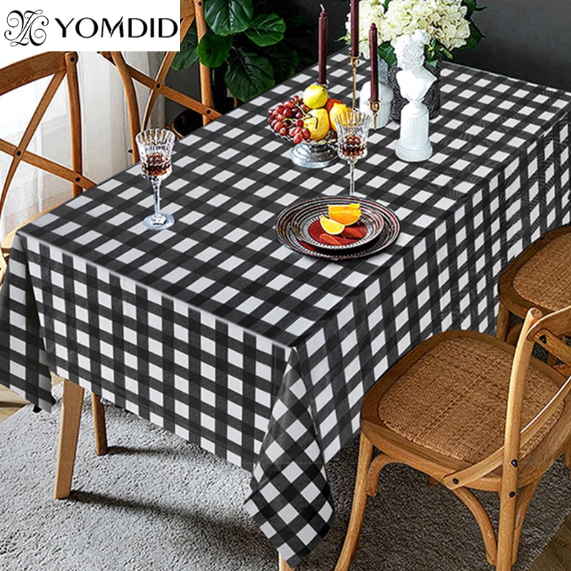 YOMDID Country Style Plaid Table Cloth Disposable Tablecloth Rectangular Table Cover Wedding Birthday Party Outdoor Picnic Mat