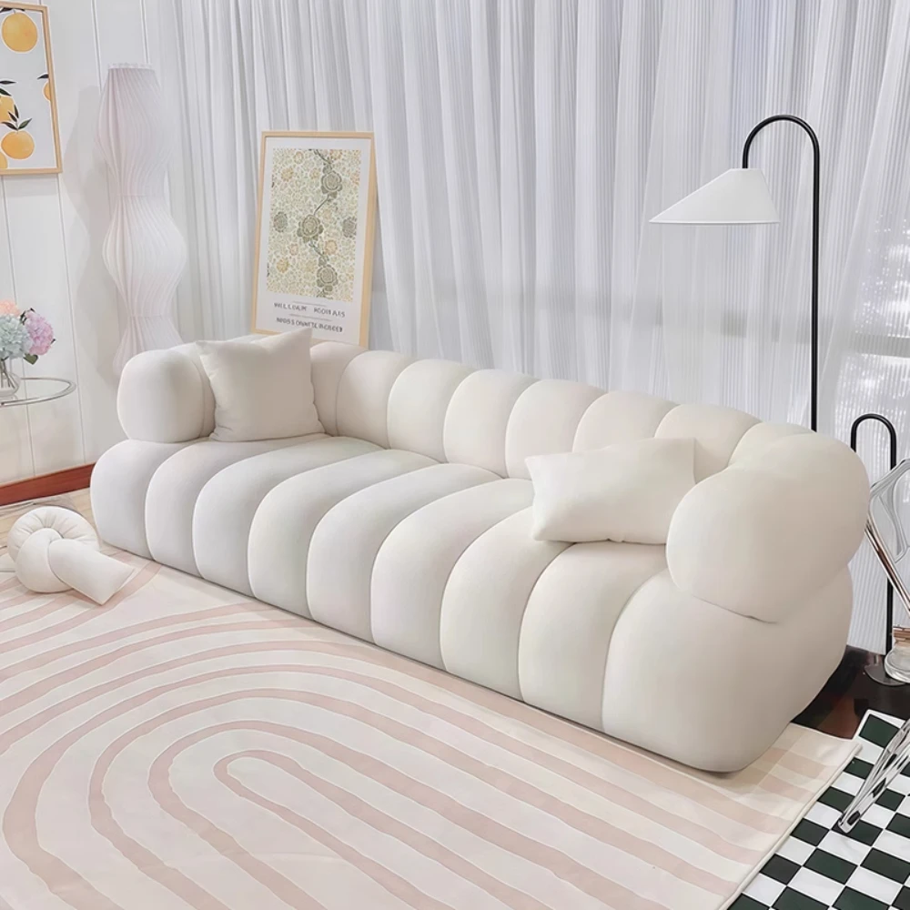 White Velvet Cloud Sofa Plush Nordic Sofa Soft Unique Comfortable Modern Living Room Sofa Apartment Home Decoration Furniture