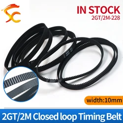 2PCS GT2/2M 228 closed-loop rubber 2GT-228-6/10/12mm timing belt Teeth114 Length 228mm wide 6/10/12mm