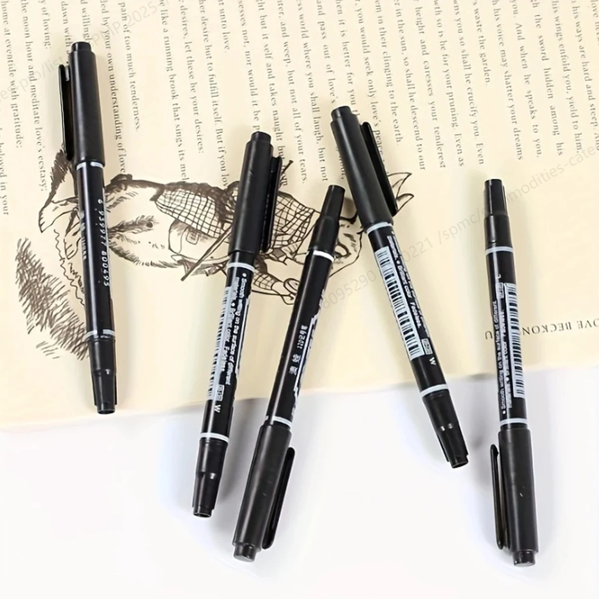 

Водонепроницаемая ручка с двойной головкой, быстросохнущая черная ручка с крючком, маркер для рисования на водной основе с тонкой опорой, оптовая продажа