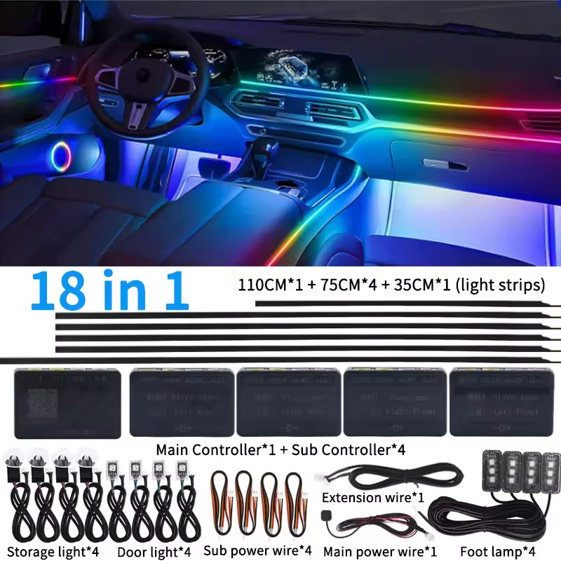 18 in 1 Symphony Ambient Light For Car Accessories Interior RGB