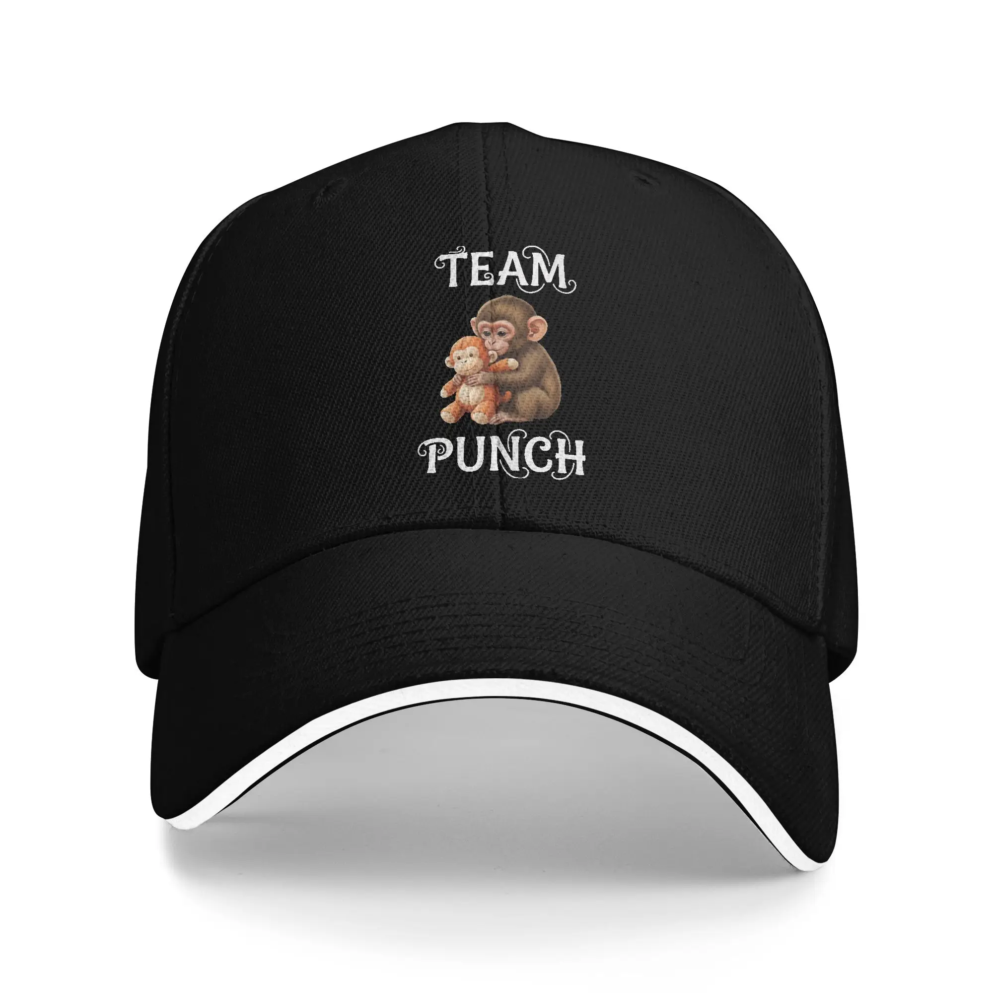 Team Punch Monkey Cute Baby Monkey Cartoon Sun Baseball Cap Spring y2k Retro Trucker Hat For Male Outdoor Sports Baseball Caps