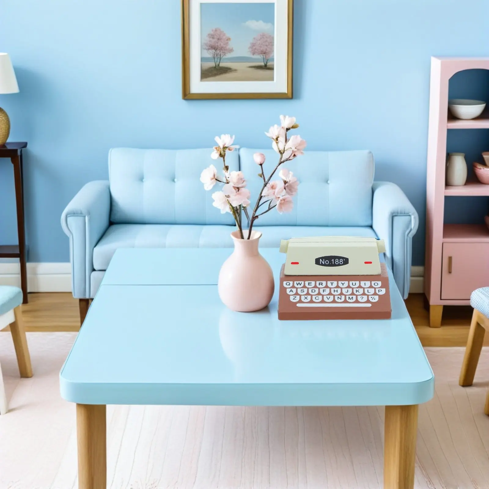 

Mini Retro Typewriter Ornament Desktop Decoration Vintage Wood Finish Home Office Decor Creative Gift Living Room Bedroom Desk