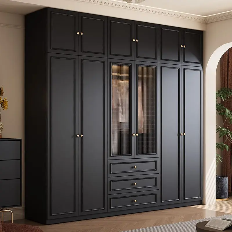 Mid-ancient style wardrobe, black cabinet, household bedroom small apartment modern simple side cabinet top cabinet in stock
