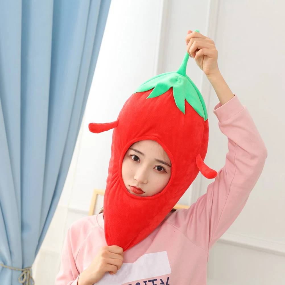 

Pepper Hood Chilli Shape Headgear Cartoon Headdress Party Decor Cartoon Headgear Kids Pillow Fashionable Novelty