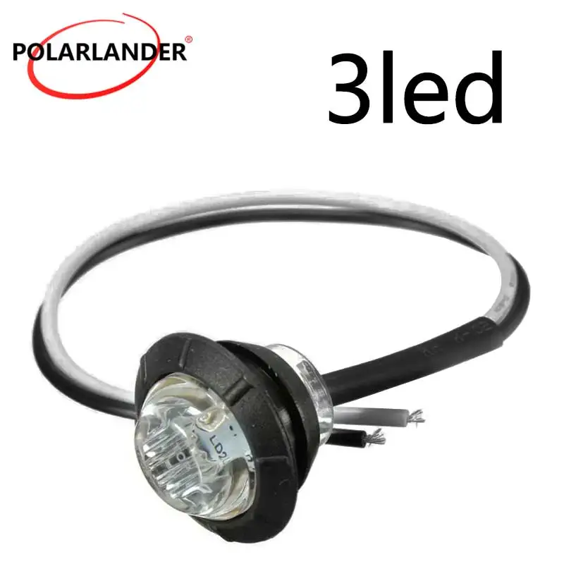24V 3LED 3/4 Inch Round LED Clearance Marker Light IP68 Waterproof For Truck Trailer Jeep Ford Chevy