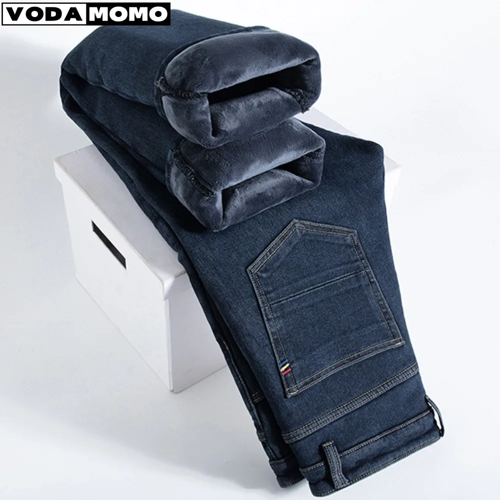 

Classic Style Autumn and Winter Men's Black Straight-leg Jeans Business Fashion Stretch Loose Denim Pants Male Brand Jeans Men