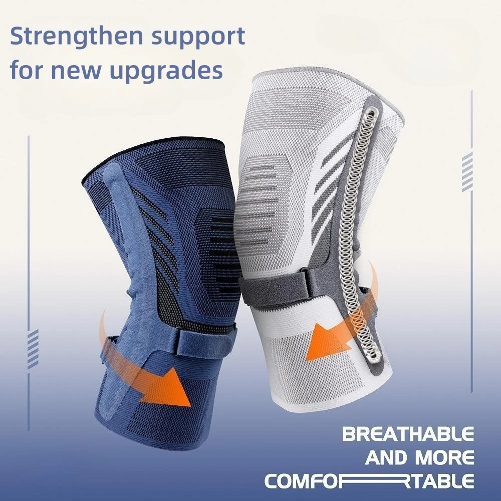 Sport Knee Pads Compression Leg Sleeve - Knee Braces with Side Stabilizers and Patella Tendon Strap for Knee Pain, Meniscus Tear