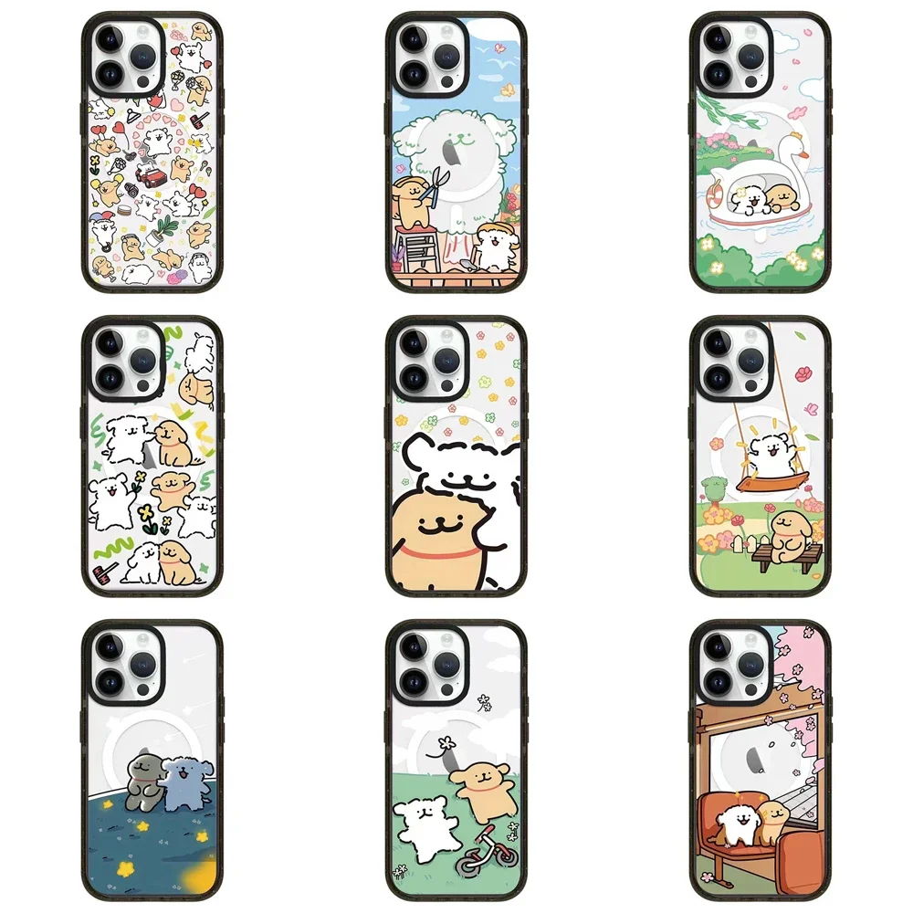 

MagSafe Acrylic Cute Dog Pattern iPhone 11 12 13 14 15 Pro Max Protective Case with MagSafe