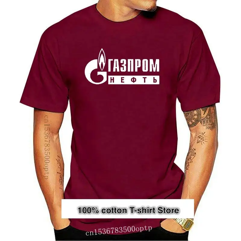 Camiseta negra Gazprom Rusia 2024 para hombre, Camisetas estampadas de manga corta con cuello redondo