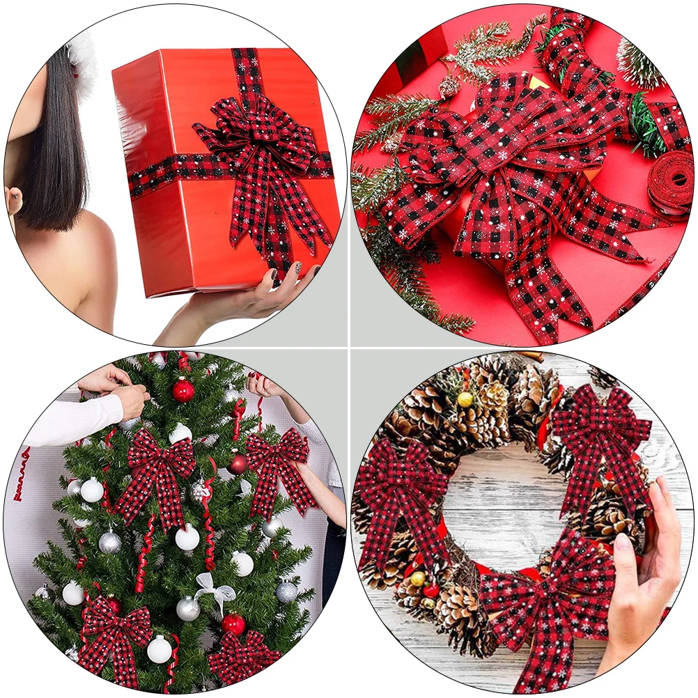 

Red Black Checkered Ribbon Christmas Gifts Decorative Wrapping Holiday Craft DIY Present Ornament Festive Bright Colors